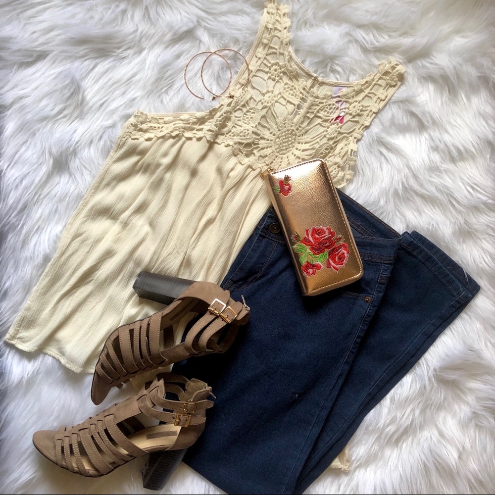 Beige/Cream Crochet Tank